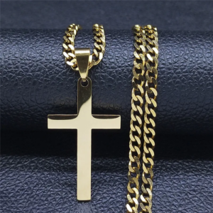 Christian Hip Hop Stainless Steel Jesus Cross Chain Necklace for Women